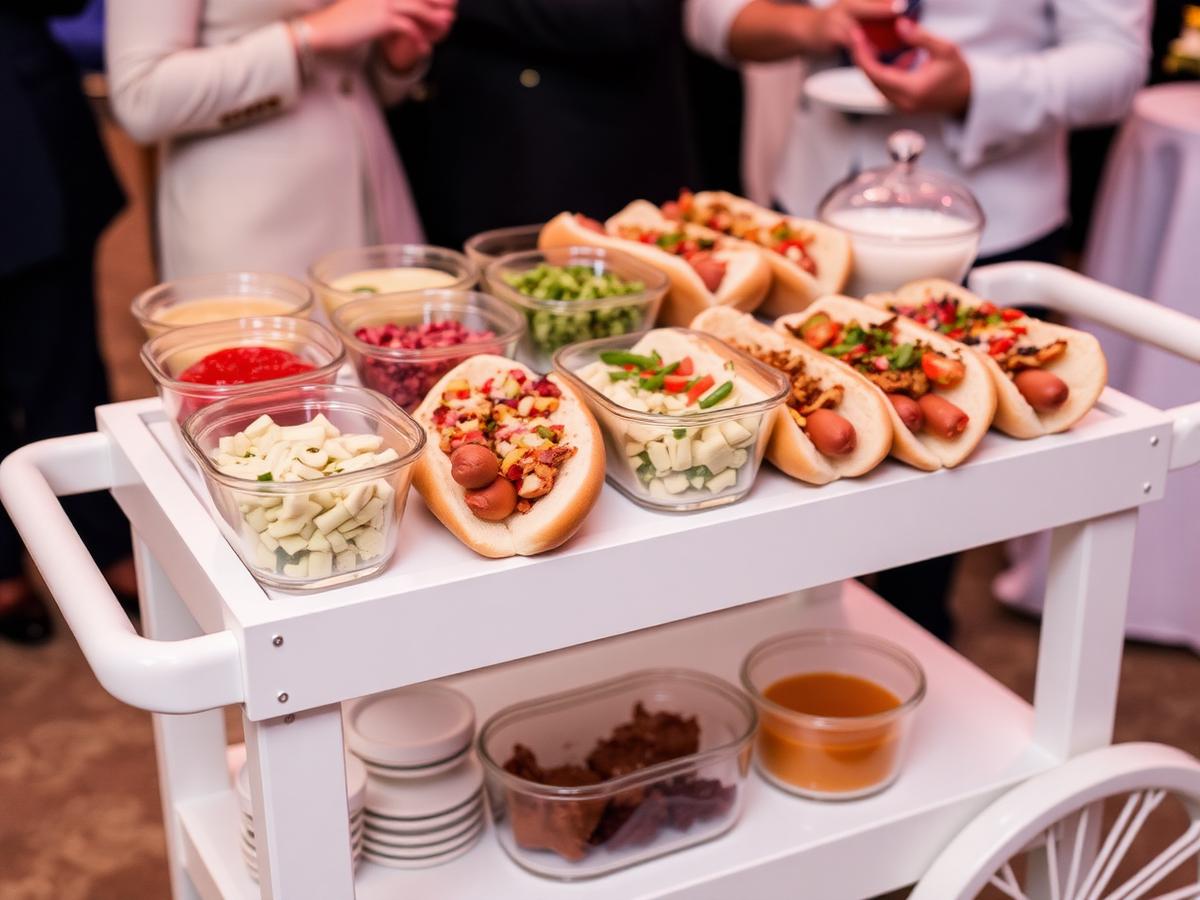 Cachorro-quente gourmet com acompanhamentos